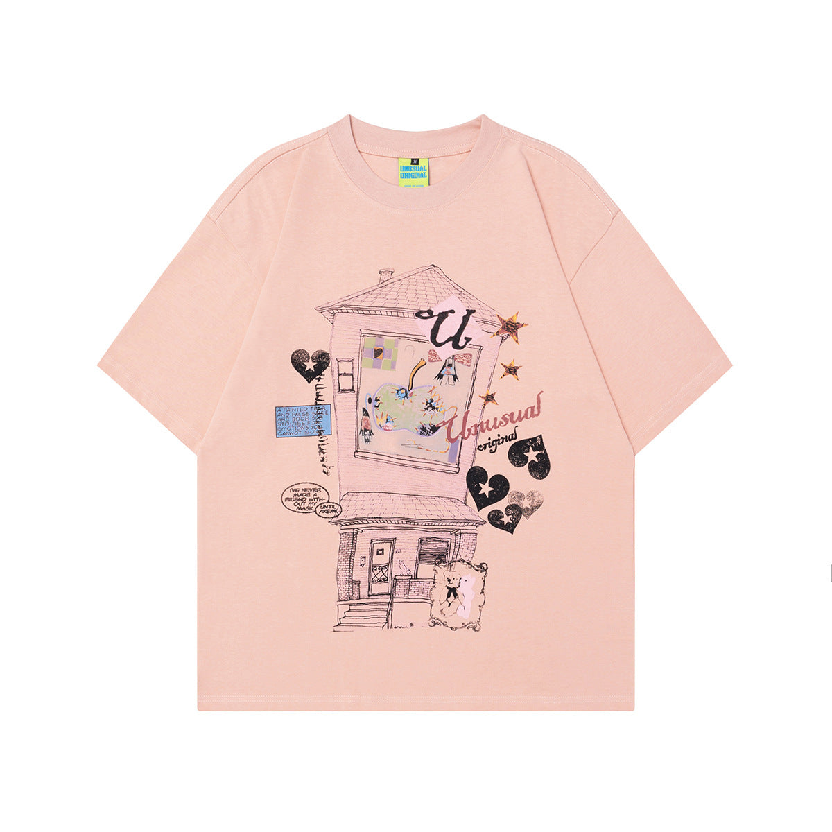 2025 T1099 2025n 2025 Summer Neutral High Sense Painting Pattern Design Retro Men's High Sense Short Sleeve T-Shirt