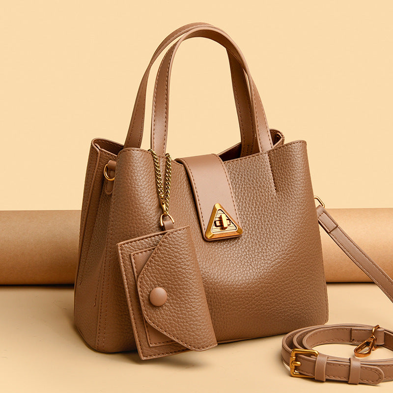 2025 Women's handbag new fashion soft leather women's bag high sense versatile handbag large capacity commuter shoulder bag