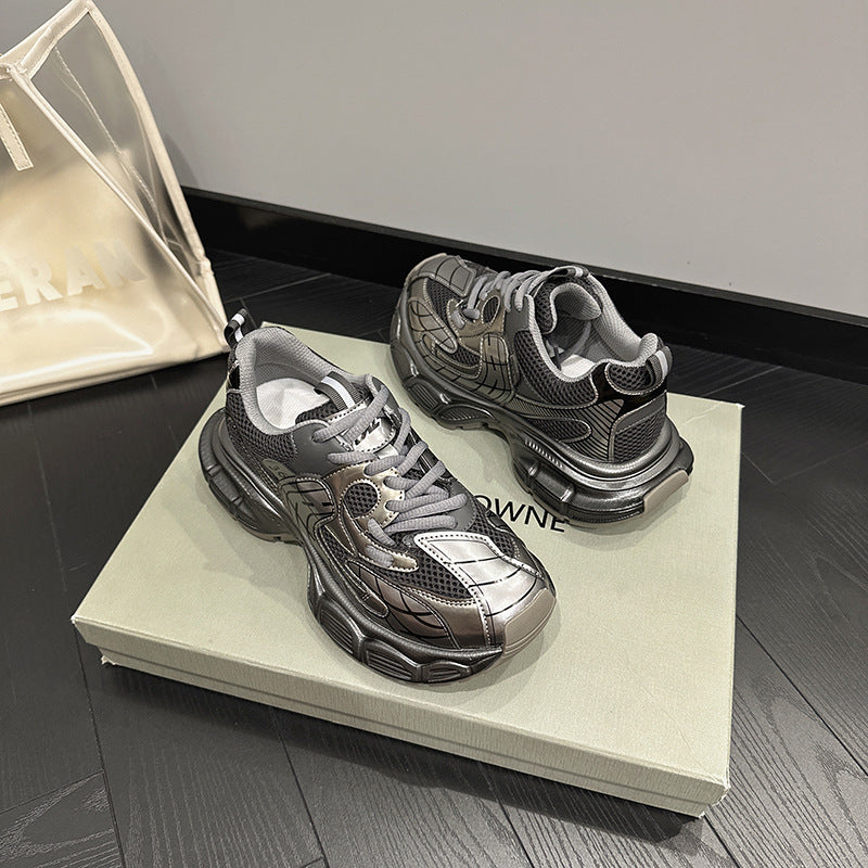 2025 Baxiu 2023 early autumn new muffin sole dad shoes lace-up fashion versatile casual sports shoes tide