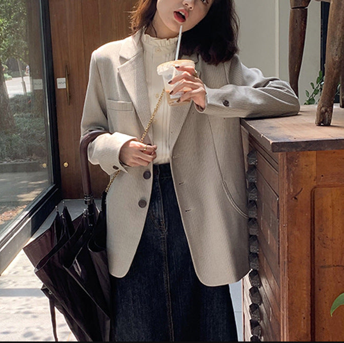 Return~ Spring main push! Excellent fabric molding and good texture arc pocket suit popular blazer