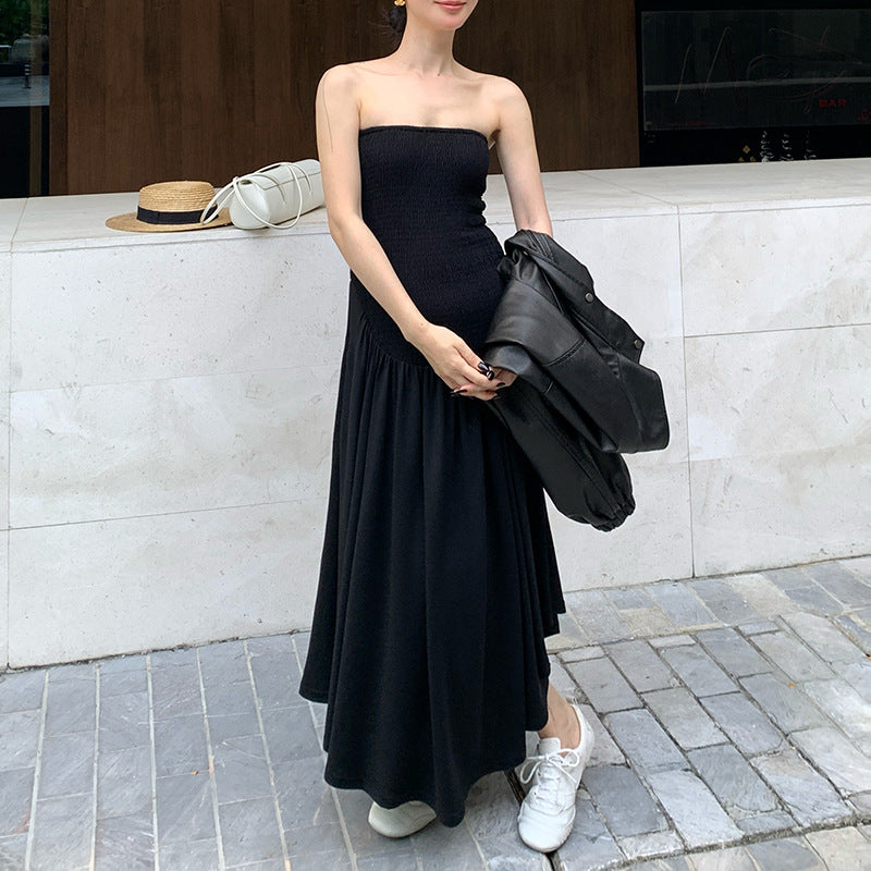 2025 spring and summer new high-waisted temperament elegant tube top dress high-end long dress children 88231