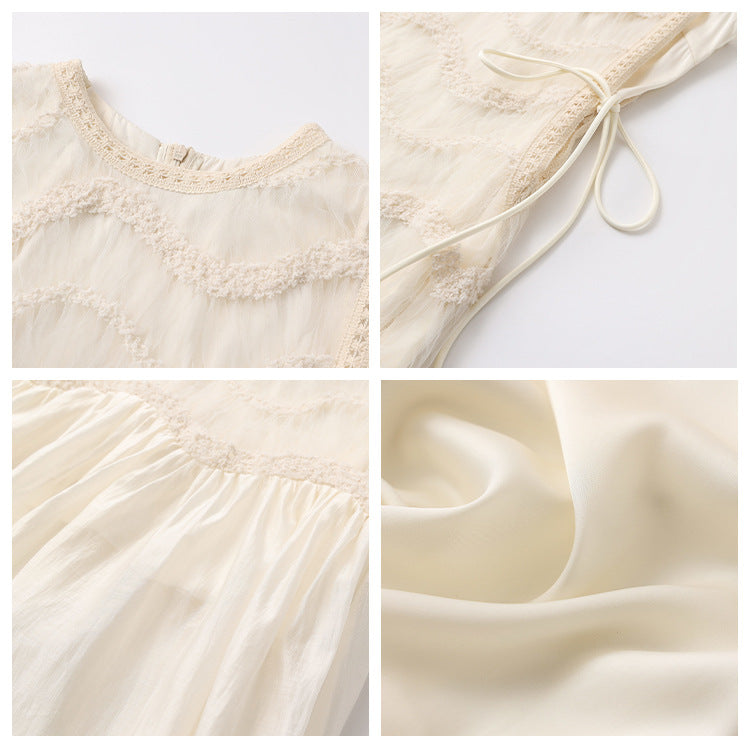 2025 summer heavy industry mesh splicing vest dress new high-end light luxury long dress women N3019