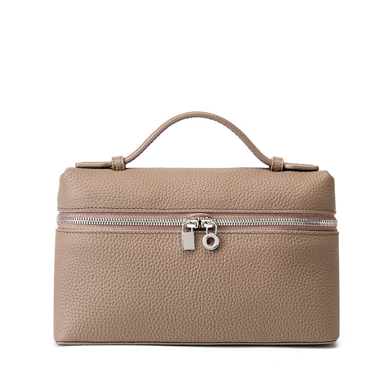 2025 Strictly selected leather women's bags, portable LP lunch box bags, popular new first-layer cowhide messenger bags