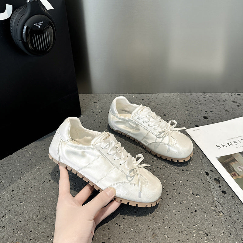 2025 Bow ballet training shoes women's spring and summer new flat-soled soft-soled versatile pink super fire casual little white shoes