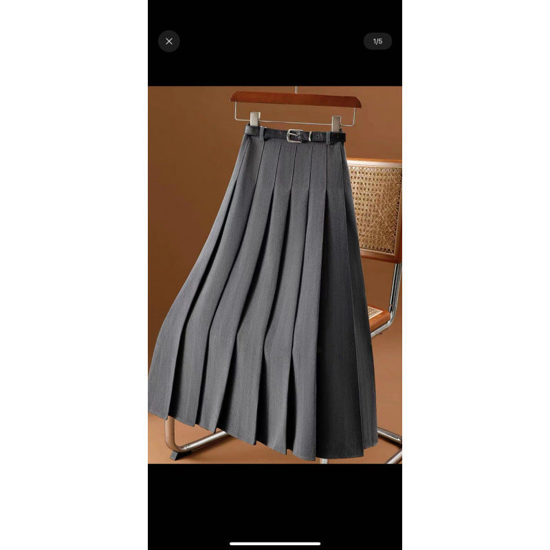popular autumn and winter with artifact medium and long skirt for women, retro and thin skirt temperament casual pleated skirt for women