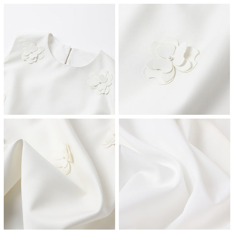 Spring and summer new fairy gas thin loose dress temperament solid color high sense petal sleeveless A word long dress M3050