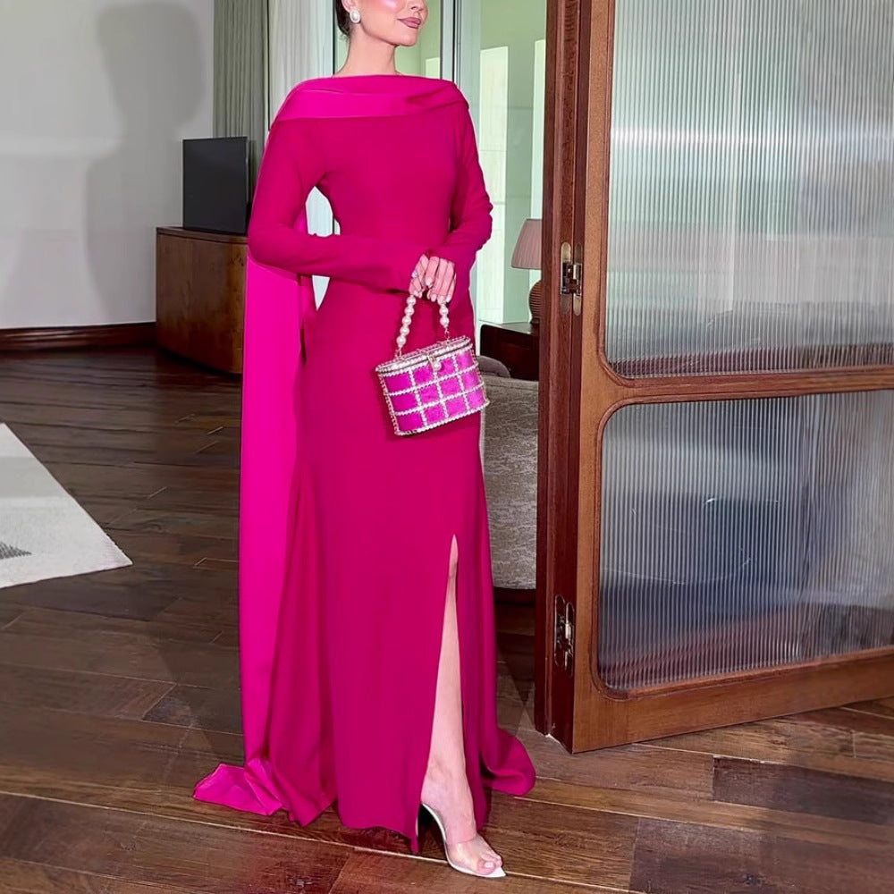 2025 spring New Popular, , Middle East Popular trade women's clothing independent station sexy hip-wrapped shawl streamer evening dress