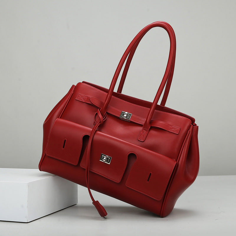 2025 Tote bag fashionable rodeo bag women's autumn and winter large capacity high-end commuter women's bag simple texture shoulder bag
