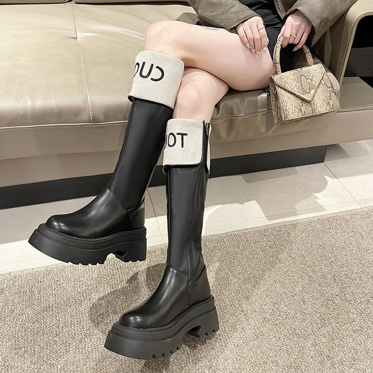 2025 ~ Popular style popular new autumn and winter thick high heel women's boots round head knight boots
