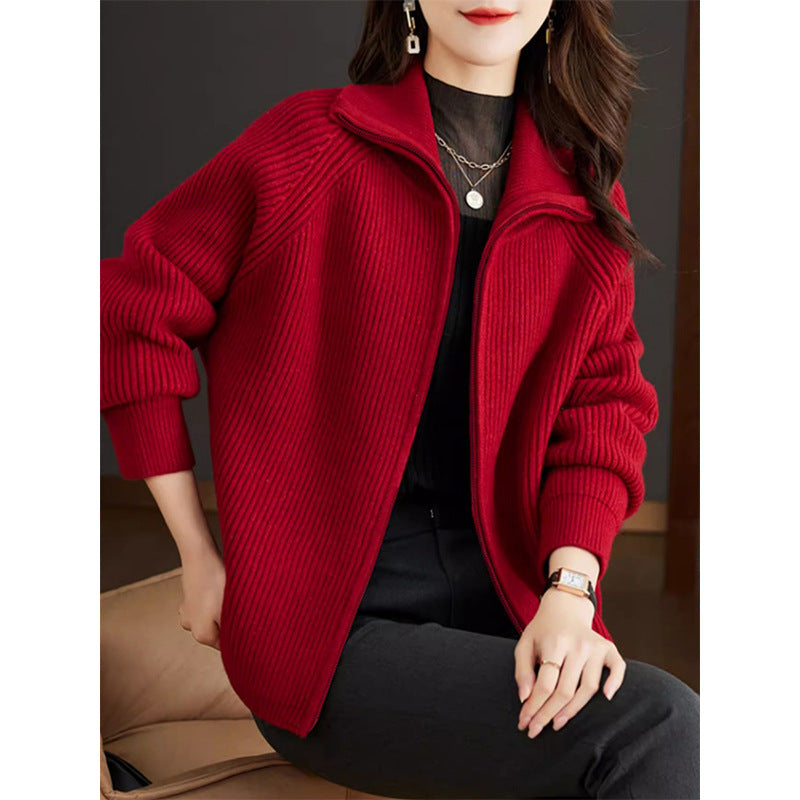 Official website picture direct sales knitted jacket women's autumn clothing early spring zipper top Popular style jacket