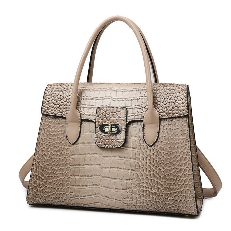 2025 popular autumn new fashion handbag women's large-capacity crocodile pattern shoulder bag to work commuting high-end satchel