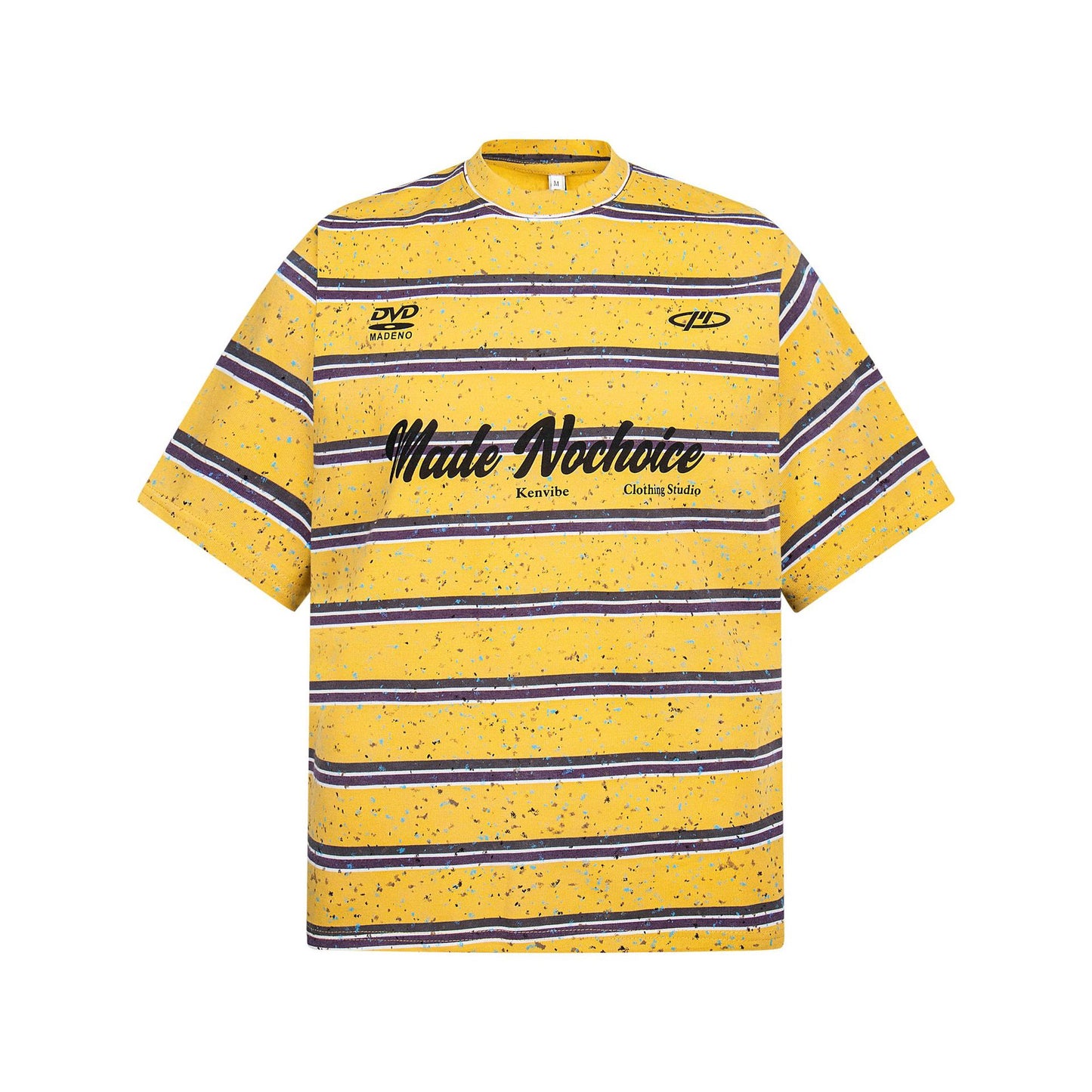 2025 2630 2025n street 2025 men's and women's color embellishment design men's loose high-end striped short-sleeved T-shirt