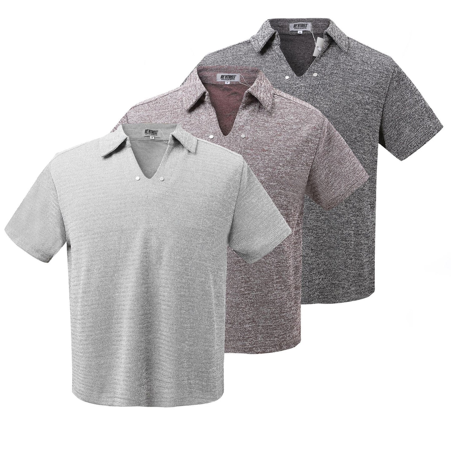 2025 K54 2025n street trendy retro old money style deconstruction high-end men's short and wide cleanfit short-sleeved V-neck T-shirt