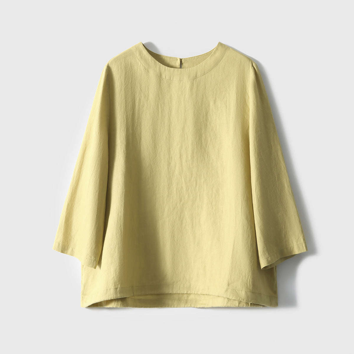 2025 Breathable 100% linen shirt, top Casual crew neck T-shirt shirt long sleeve shirt spring and autumn new women's clothing