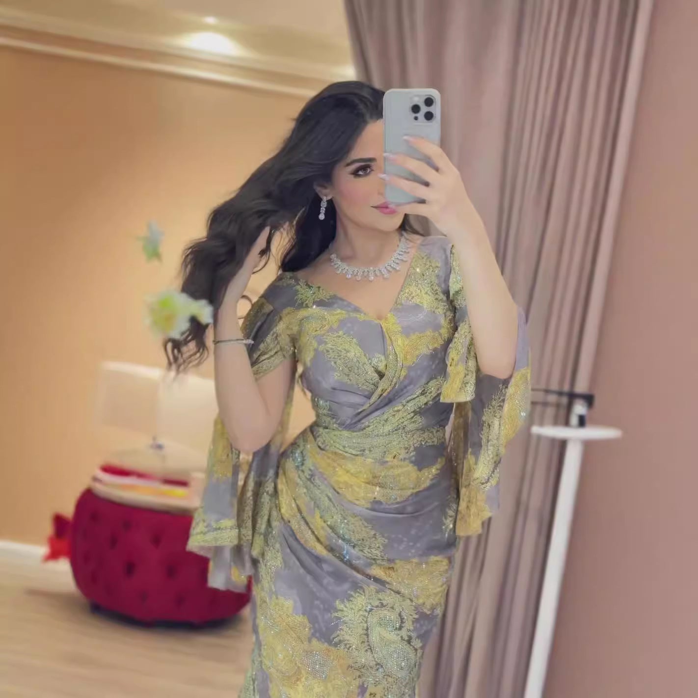 2025 popular spring and summer New women's clothing Popular trade independent station ebay sexy chiffon printing pendulum ball evening dress