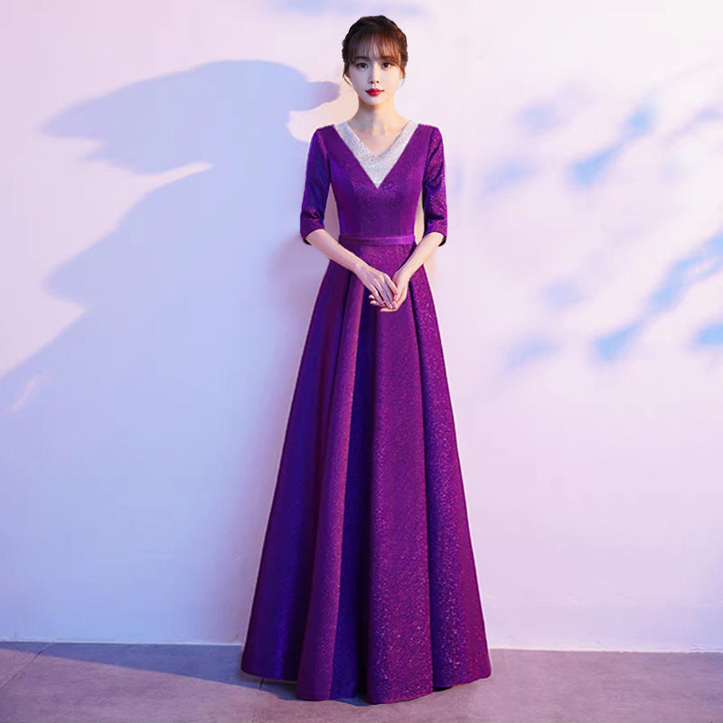 2025 Chorus costumes women's long skirts new adult choir stage costumes host recitation competition dress