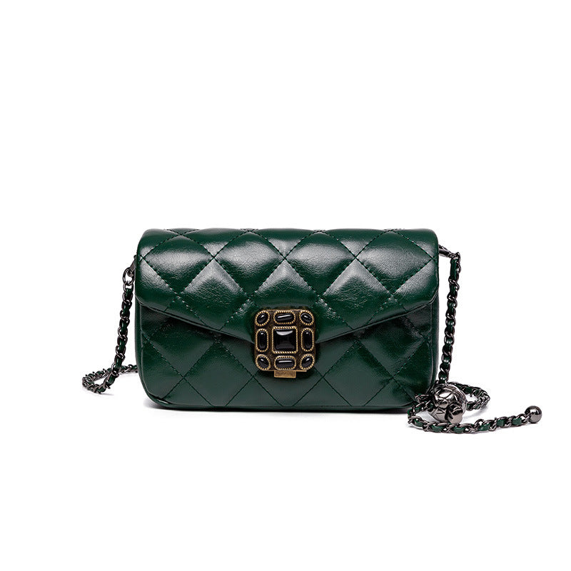 2025 High texture women's shoulder small bag popular new trendy fashion niche messenger bag diamond chain lock small square bag