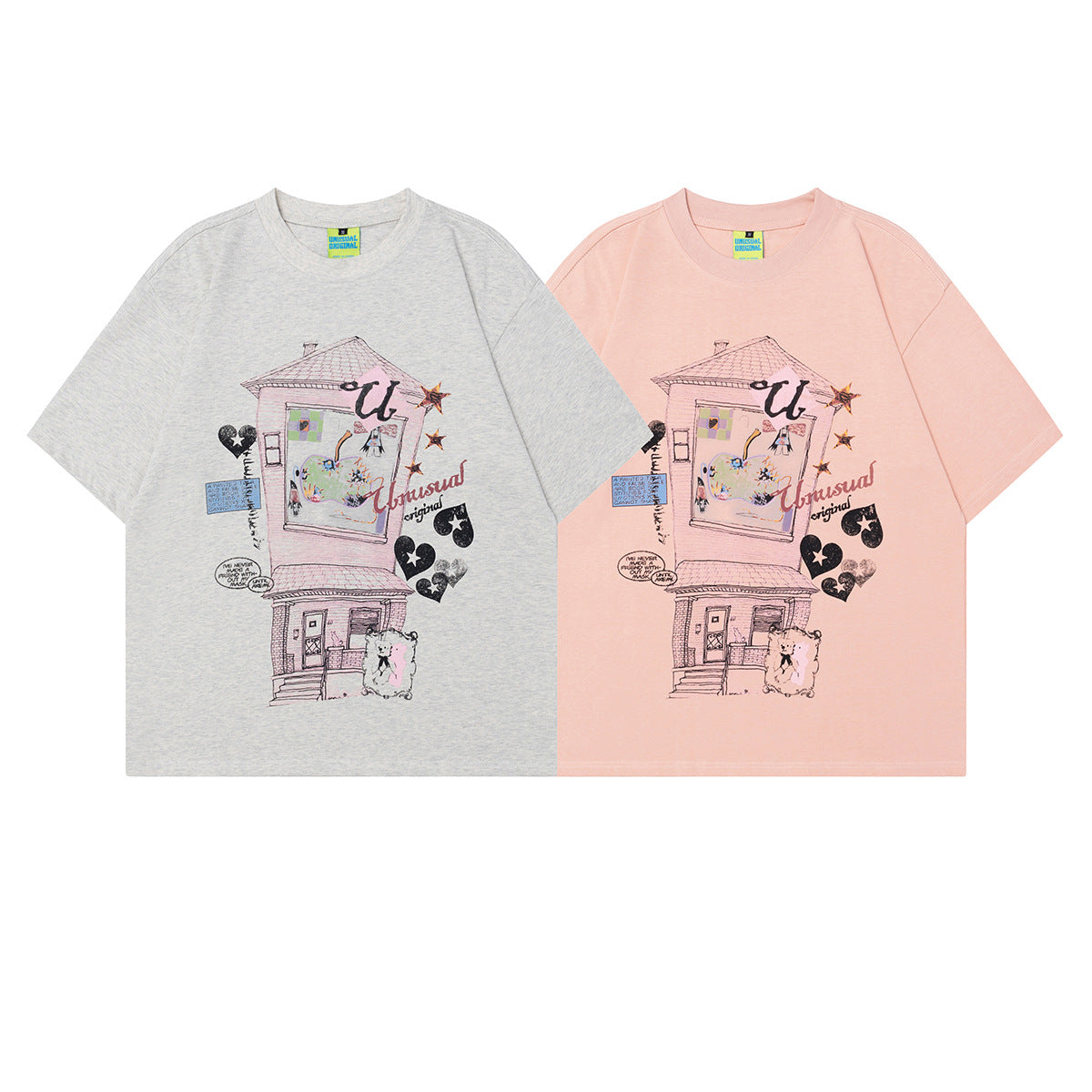 2025 T1099 2025n 2025 Summer Neutral High Sense Painting Pattern Design Retro Men's High Sense Short Sleeve T-Shirt