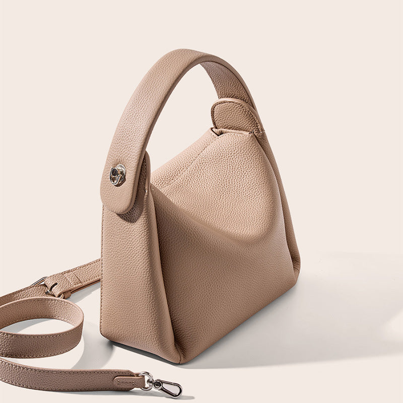 2025 popular retro first-layer cowhide shoulder bag versatile soft cigarette bag women's niche high-end handbag messenger bag
