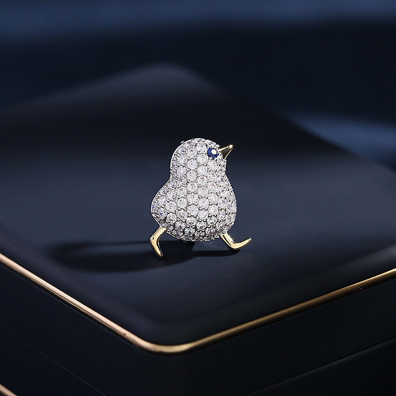 2025 Anti-light waist pin jacket unisex suit accessories niche design zircon inlaid chick collar pin