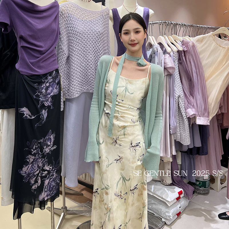 2025 Thirteen Lines Spring and Summer New Temperament Printing Pure Desire High Waist Suspender Dress Children 88180
