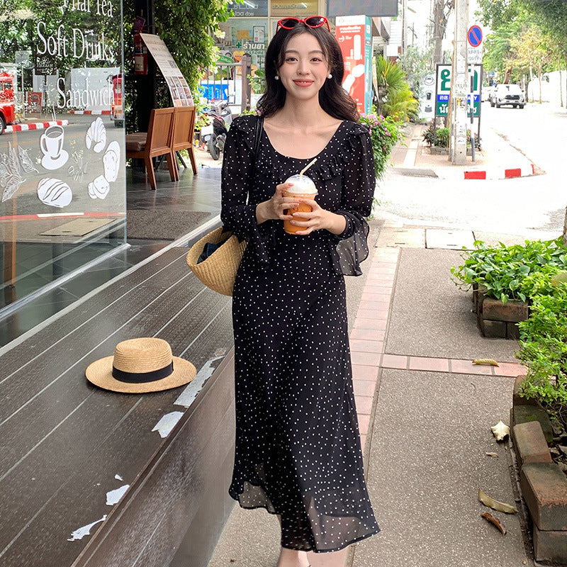 2025 Spring New Vintage High Waist Suspender Dress Sub-print Pure Desire Vacation Dress Women 88197