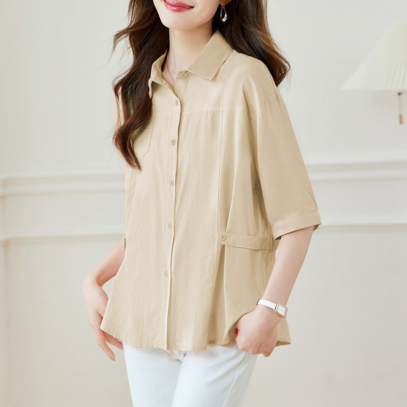 direct sales pure cotton short-sleeved shirt women's summer new commuter Korean version chic Popular-style top women