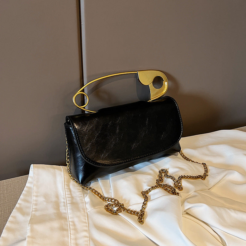 BENPAOLV 2025 Korean version of creative personalized paper clip women's handbag new Popular style shoulder bag chain messenger bag bag