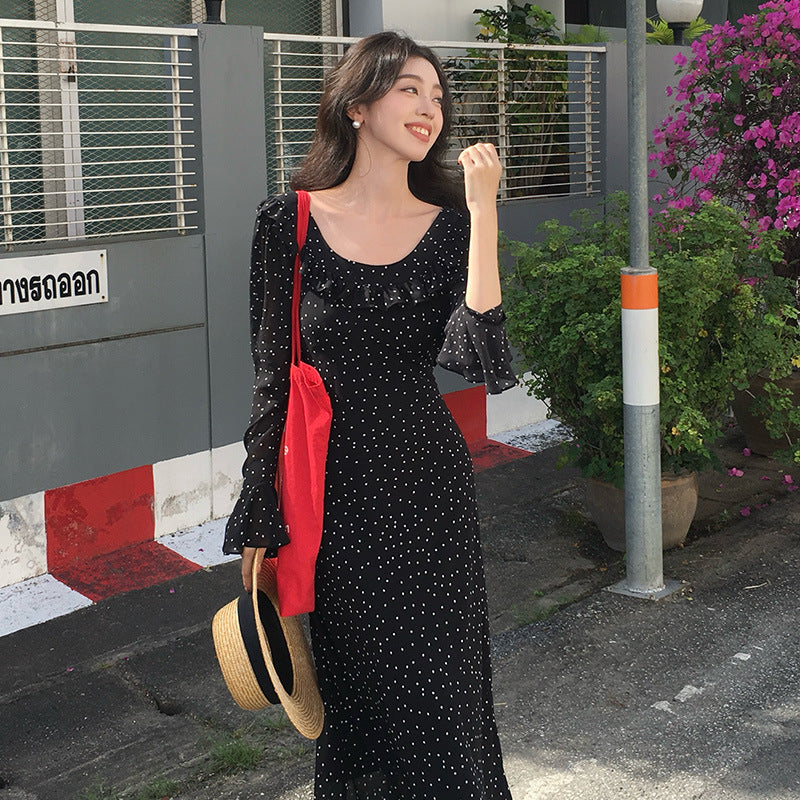 2025 Spring New Vintage High Waist Suspender Dress Sub-print Pure Desire Vacation Dress Women 88197