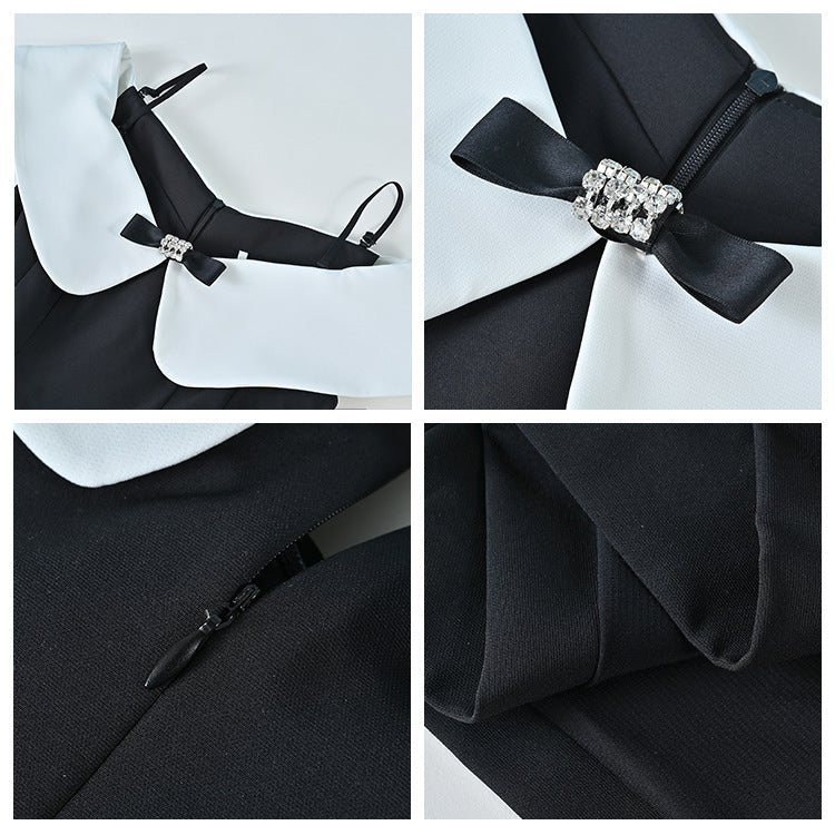 one-word shoulder tube top small black dress female niche design sense black temperament fairy fluffy dress L1005