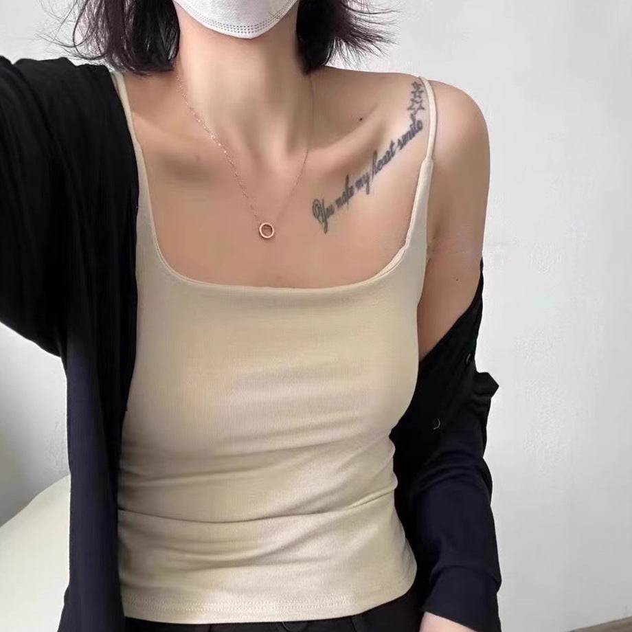 2025 Premium security sling vest can be pulled red polished women's autumn and winter bra with an integrated base and a warm top inside
