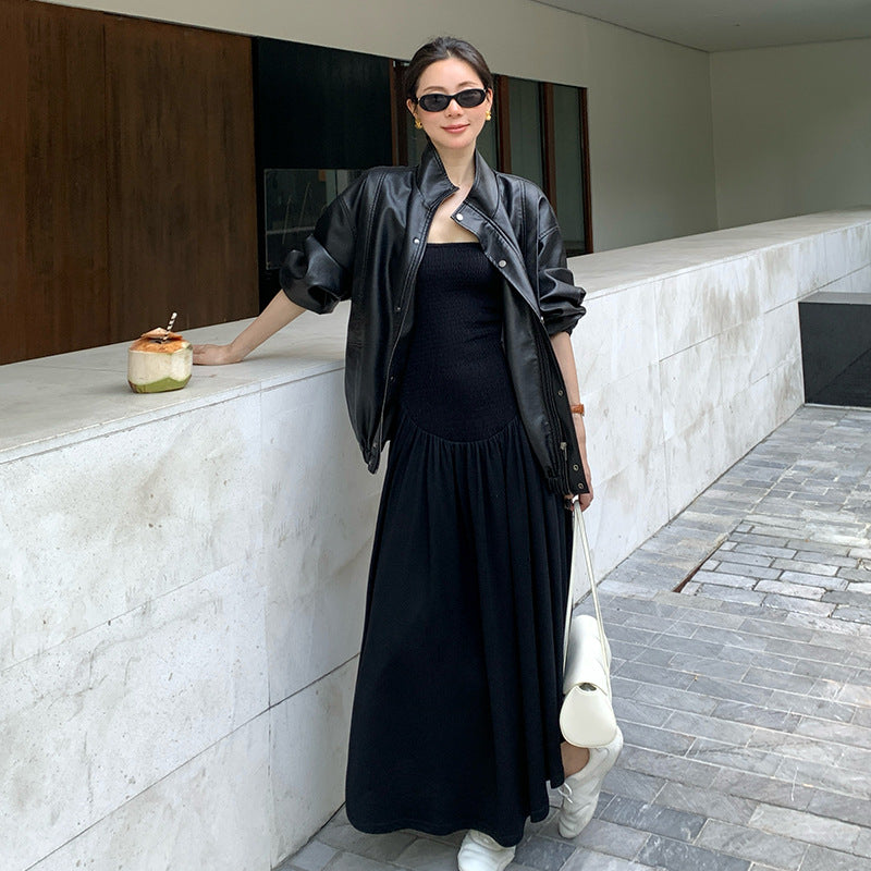 2025 spring and summer new high-waisted temperament elegant tube top dress high-end long dress children 88231