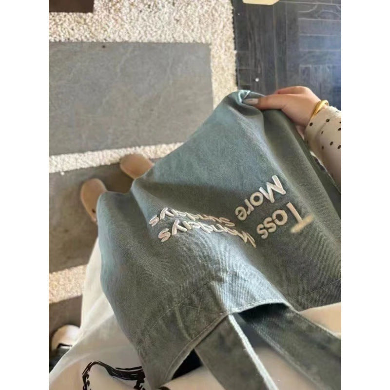 Retro NEWn Style New Canvas Bag Style Large Capacity Student Commuting Artistic One-Shoulder Class Denim Shoulder Tote Bag Female