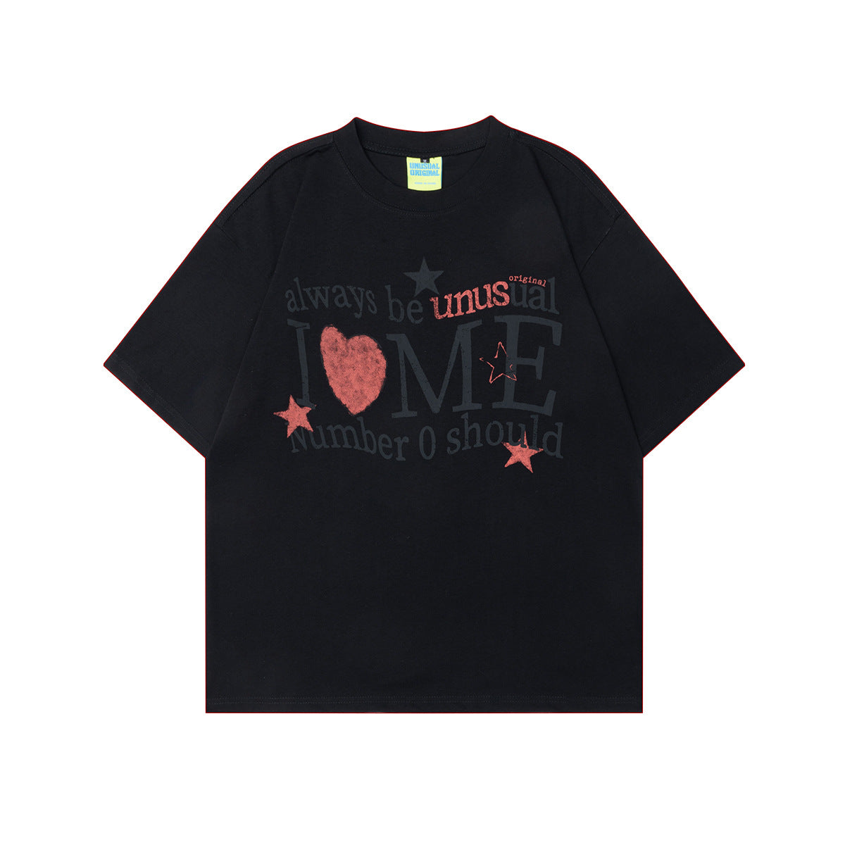 2025 T1091 2025n Street 2025 Summer Neutral High Sense Love Design Retro Men's High Sense Short Sleeve T-Shirt