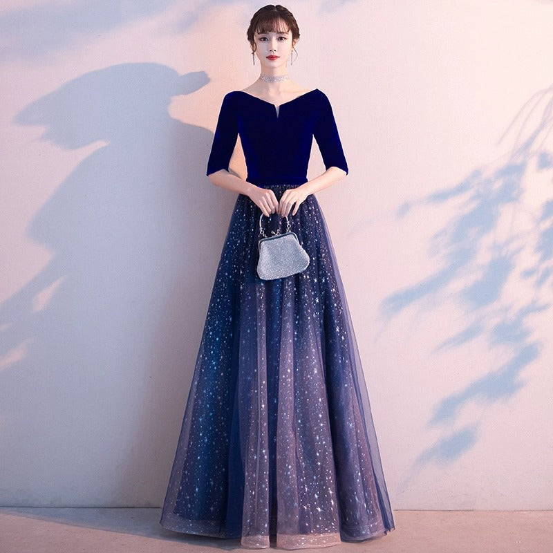 2025 Starry sky evening dress dress female banquet temperament fairy student dress host big choir performance dress long dress