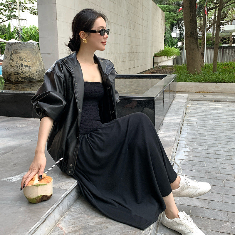 2025 spring and summer new high-waisted temperament elegant tube top dress high-end long dress children 88231