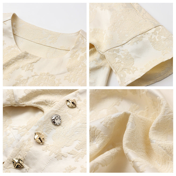 2025 early spring new Chinese style texture fashion design loose silk top skirt suit women N3016