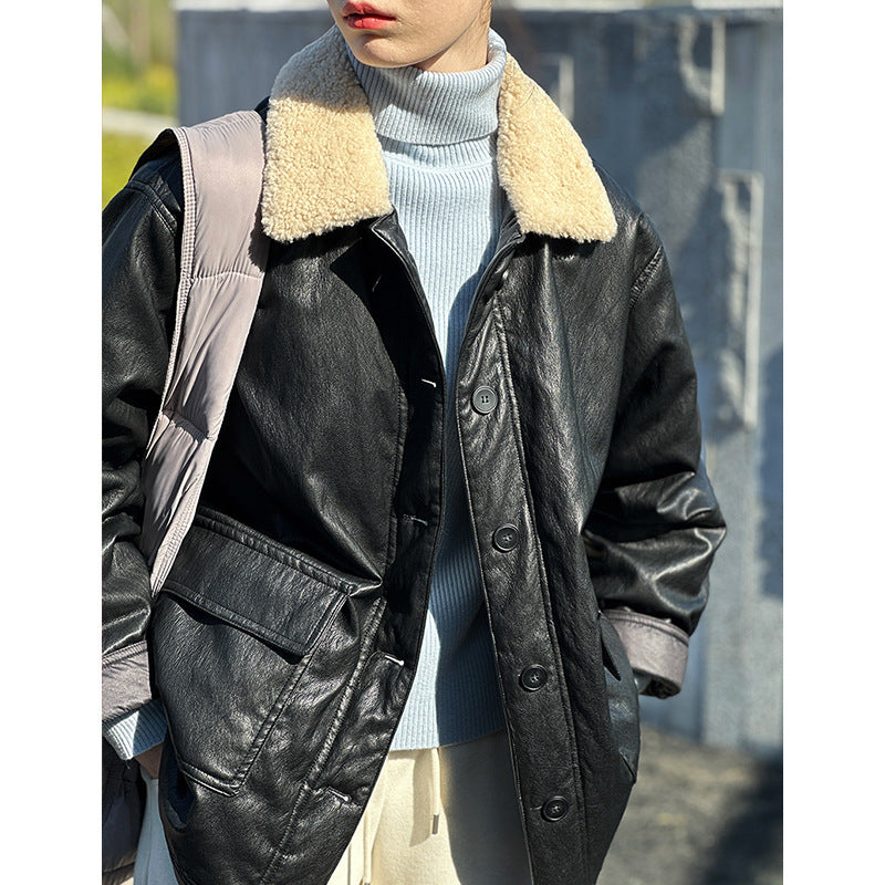 2025 popular winter new jacket Korean retro leave-in leather casual white duck down jacket 3102