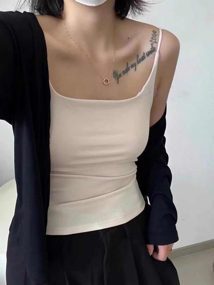 2025 Premium security sling vest can be pulled red polished women's autumn and winter bra with an integrated base and a warm top inside