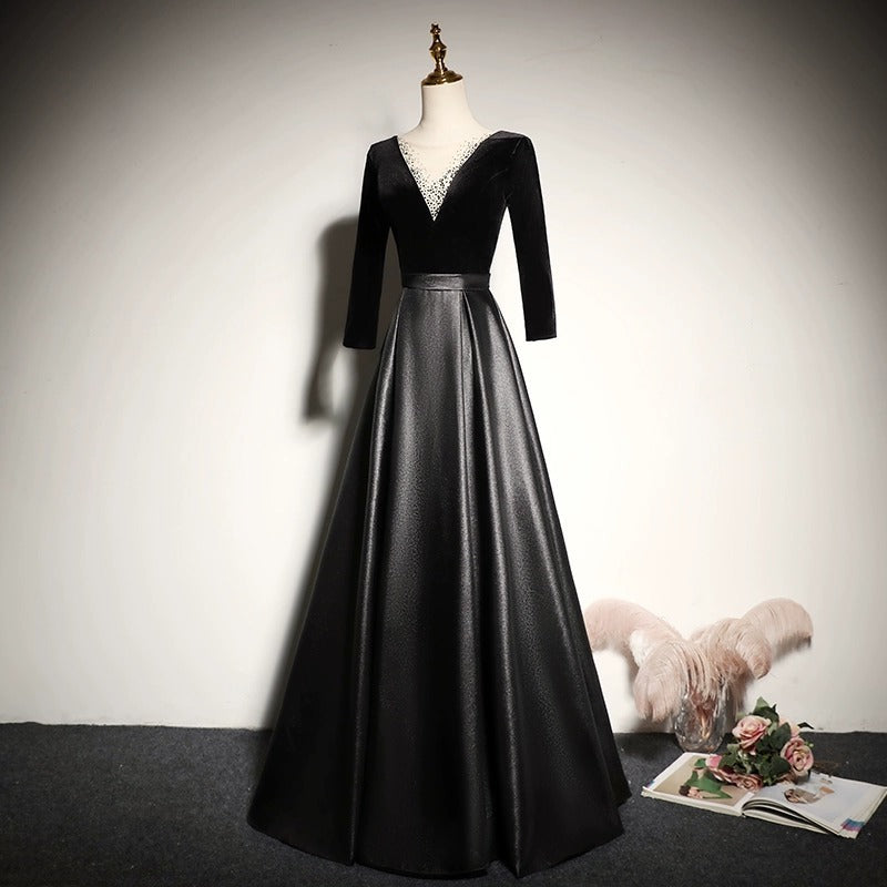 2025 Black Evening Dress Banquet New Long Noble Elegant Slim Host Choir Dress Long Dress Women