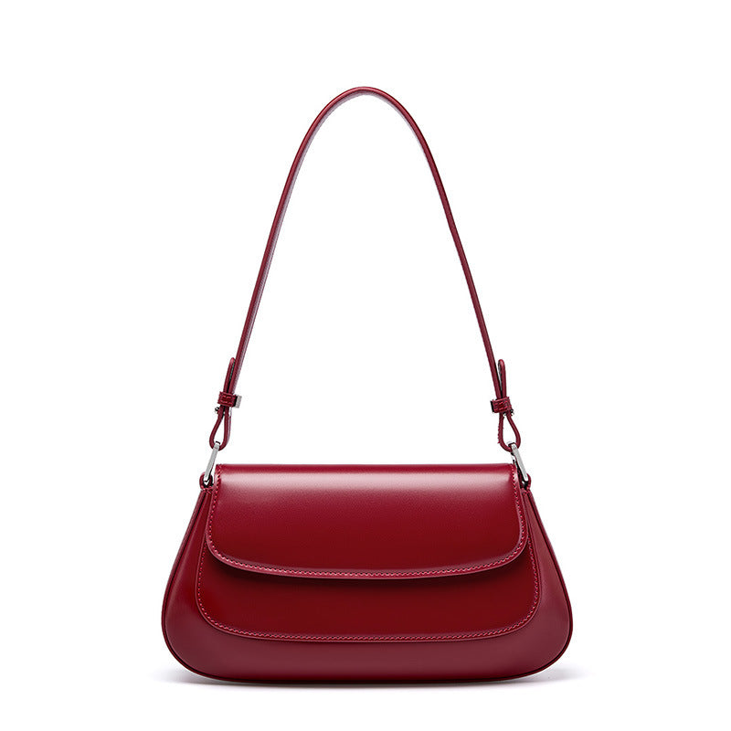 2025 Leather underarm bag popular new versatile high-end shoulder bag fashion saddle bag messenger bag