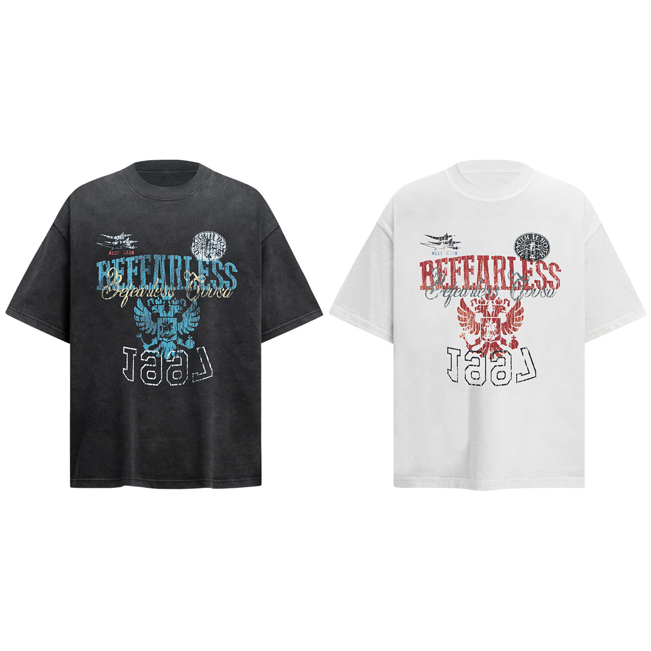 2025 6123 2025n street 2025 retro letter old design men's loose high-end neutral short-sleeved T-shirt