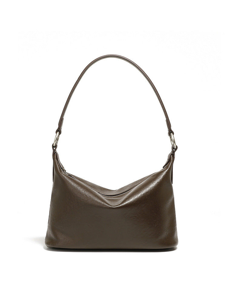 2025 Classic retro underarm bag new top layer vegetable tanned cowhide shoulder messenger bag
