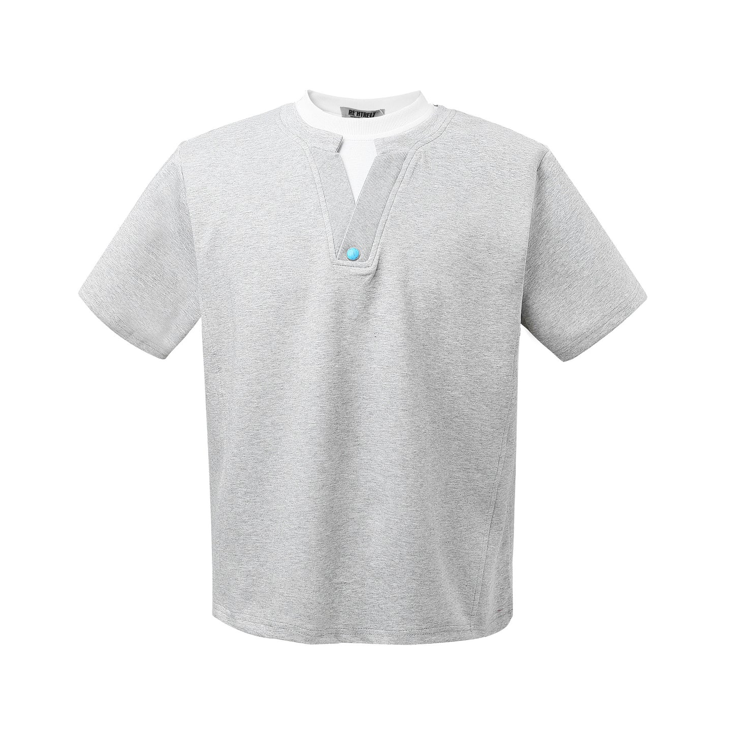 2025 K53 2025n street trendy retro fake two-piece deconstruction high-end men's short and wide cleanfit space cotton short-sleeved T-shirt