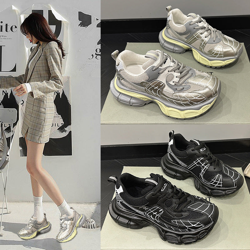 2025 Baxiu 2023 early autumn new muffin sole dad shoes lace-up fashion versatile casual sports shoes tide