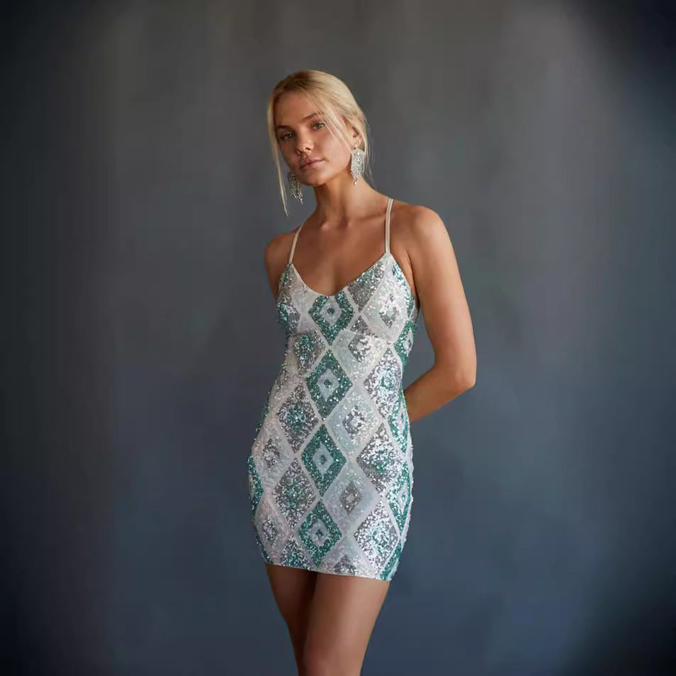 popular new 2025 women's clothing party sequined sexy dress mini dress 1