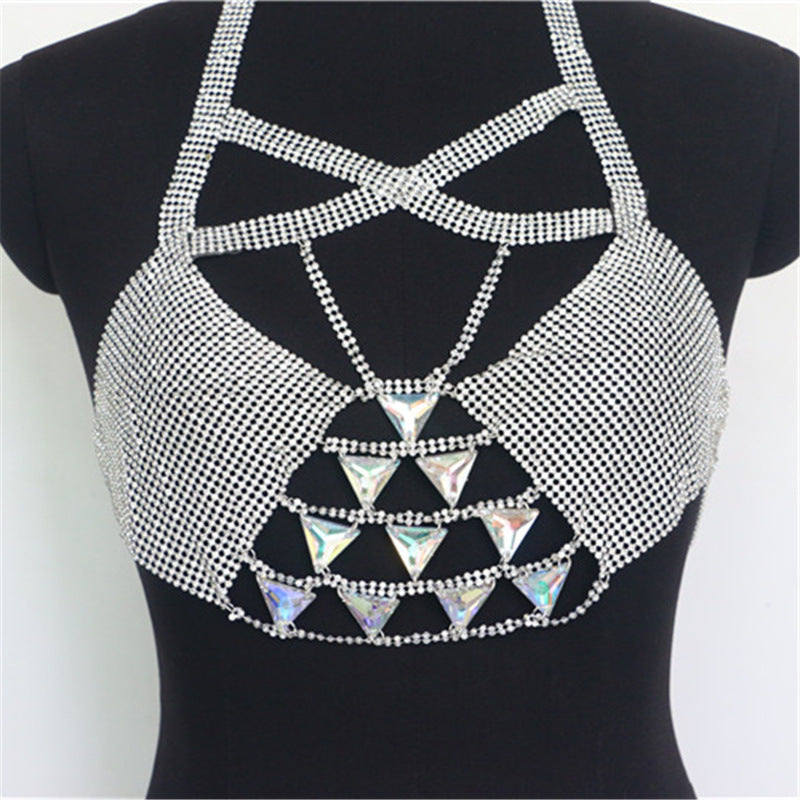 2025 WQ2261 2025 vest factory supply fashion gemstone inlaid rhinestone diamond cloth cross neck small vest clothing
