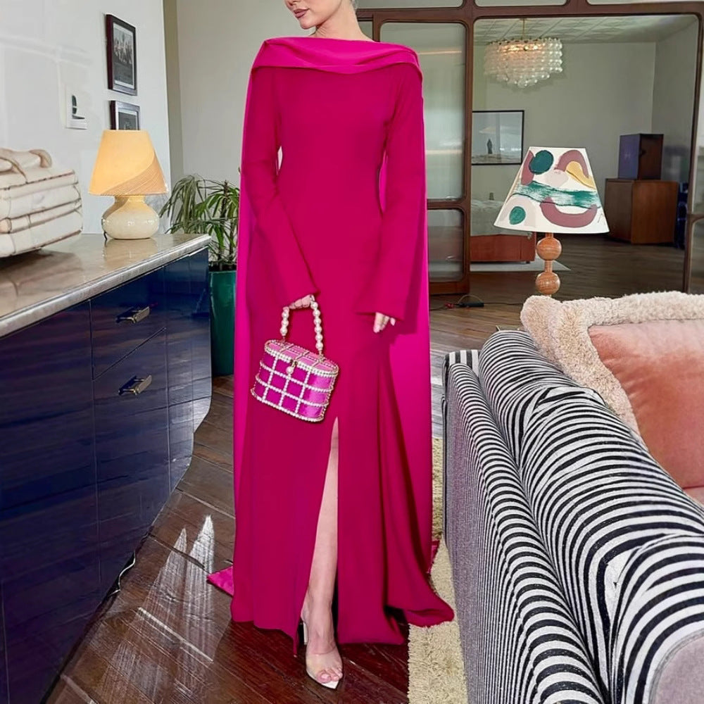 2025 spring New Popular, , Middle East Popular trade women's clothing independent station sexy hip-wrapped shawl streamer evening dress