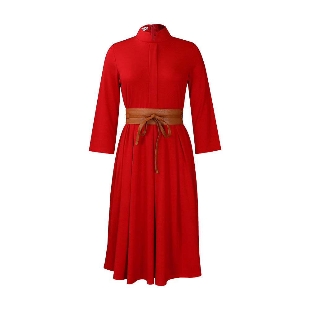 BENPAOLV D429 independent station autumn and winter new solid color temperament elegant fashion Tongle 2025 trade large size African dress