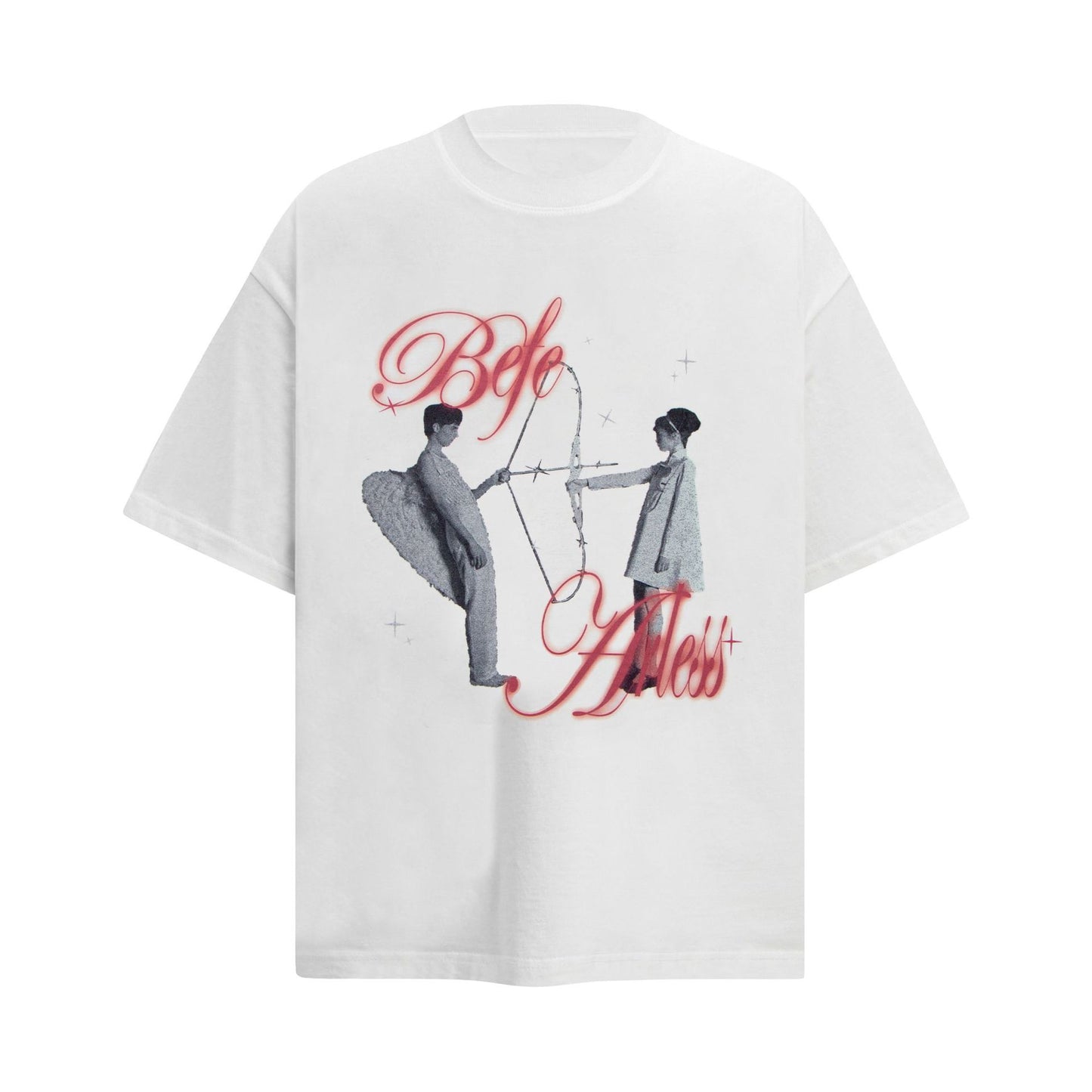 2025 6120 2025n Street 2025 Retro Character Pattern Design Men's Loose Premium Sense Neutral Short Sleeve T-Shirt